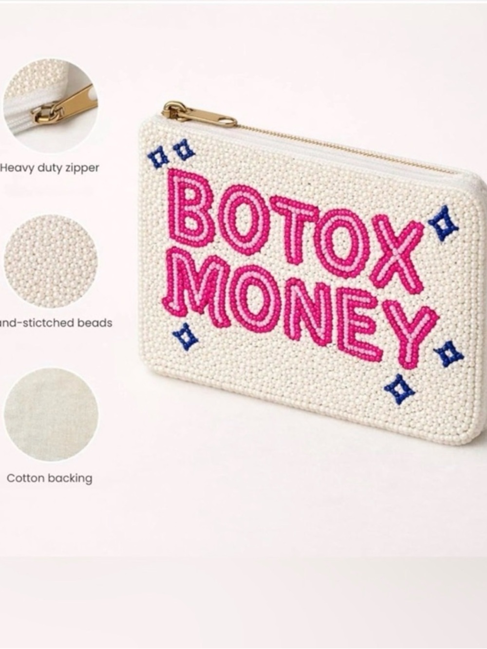 ✨ NEW Twine & Love Botox Money Beaded Coin Purse Pouch ✨ - Picture 4 of 6